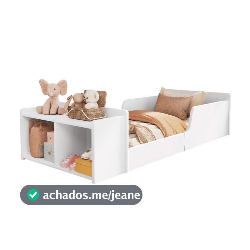 Cama Infantil Com Nicho Organizador Para Brinquedos e Sapateira Baixa Montessoriana Quarto Criança