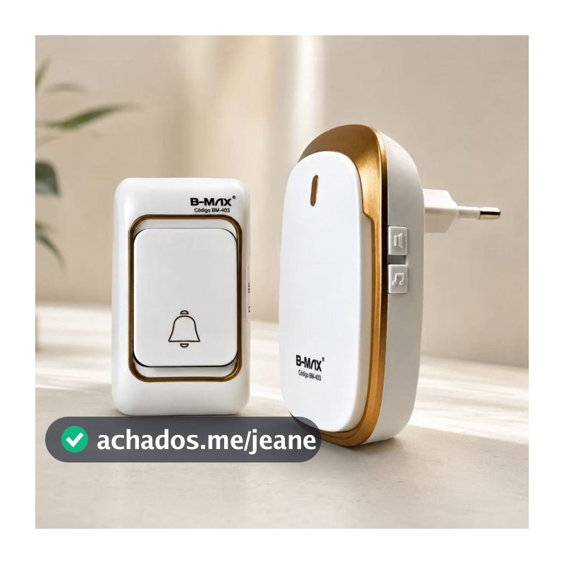 Campainha Sem Fio Externa 100m | Kit Interfone Portão Porteiro com Dourado, Preto e Azul