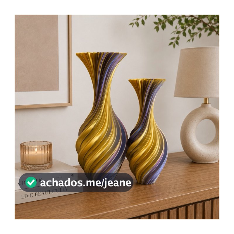 Vaso Decorativo Moderno Premium Kit 2 Peças Luxo Moderno Casa Sala Aparador Decoração Sofisticado