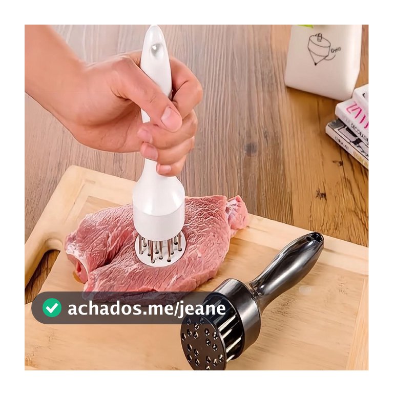 1 peça Amaciador Batedor de Carne Bife Com Furador Manual Aço Inox Cor Aleatorio