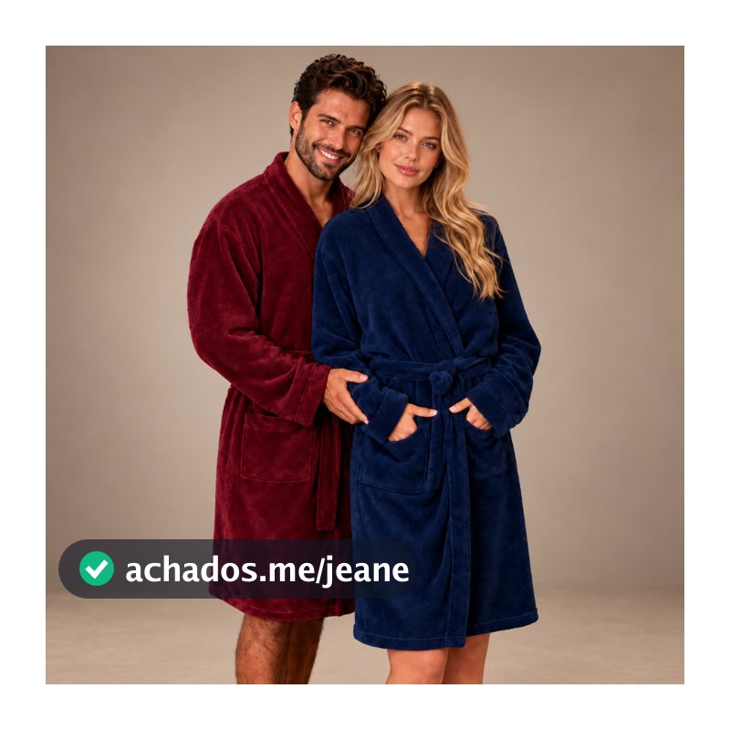 Roupão Plush Benévola Feminino Masculino Microfibra Peluciado Fleece Flannel Quentinho Inverno Frio