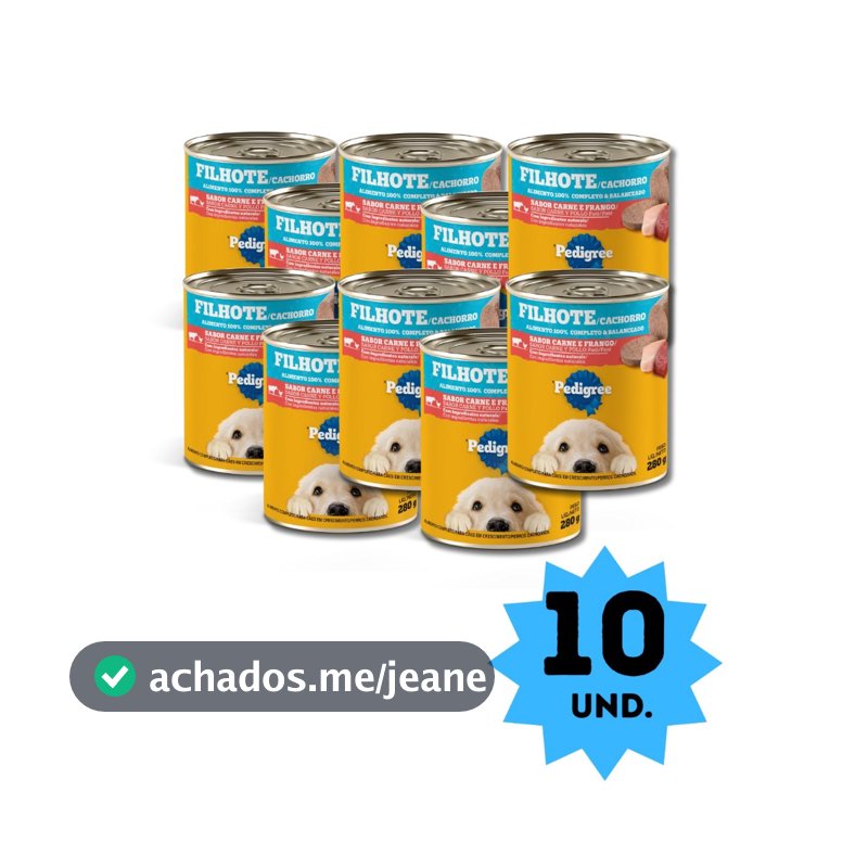 KIT LATA PEDIGREE FILHOTE CARNE E FRANGO 280G CADA