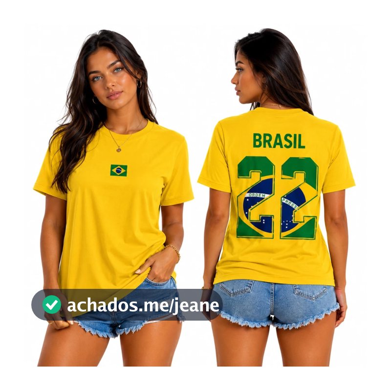 Camiseta Unissex Com Bandeira Brasileira Estampa 22 Brasil Blusa Casual 100% Algodão Premium Confortável Jair Messias