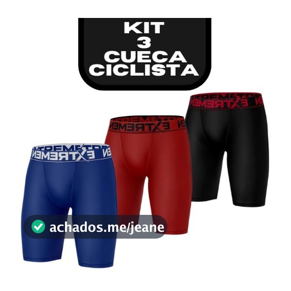 Kit 3 Cueca Box Ciclista Boxer Perna Longa Lisa Microfibra