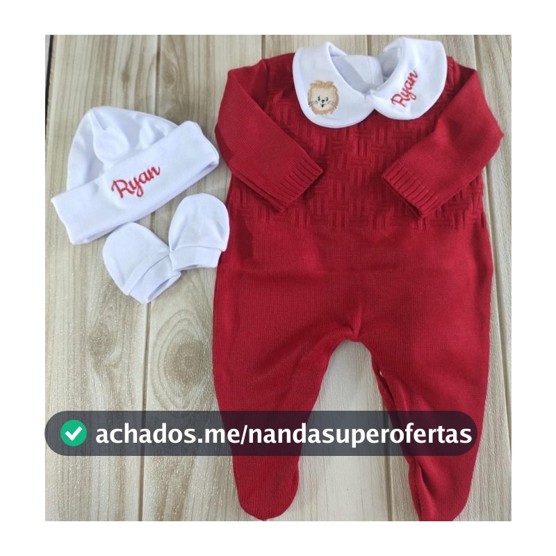 saida maternidade conjunto trico personalizado bebê menino