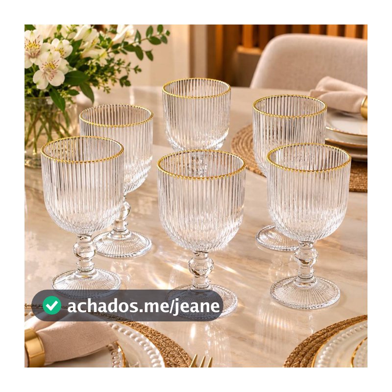 Taça com Borda Dourada 370ml Canelado
