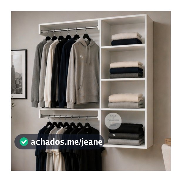 Cabideiro Arara  Suspenso De Parede Closet Aberto - Closet -67