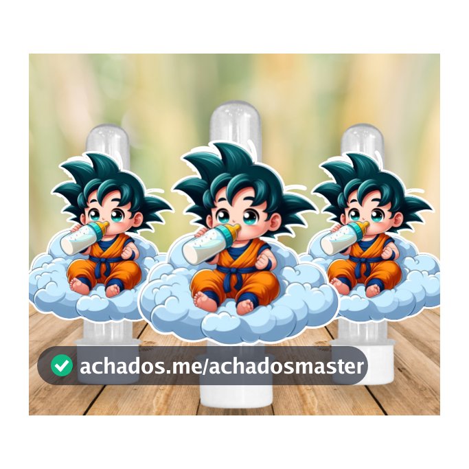 30 Apliques para Tubete Doces Bolo - Tema  DRAGON BALL BABY Goku -  Lembrancinhas Divertidas para Sua Festa