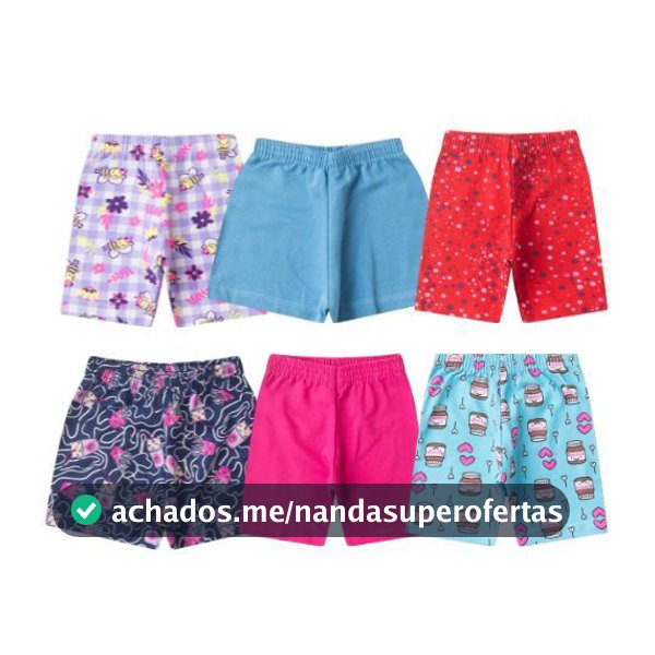 Kit Sortido 5 Bermudas Feminina/Menina Infantil Shorts e/ou Bermudas Ciclista Juvenil 1 ao 14
