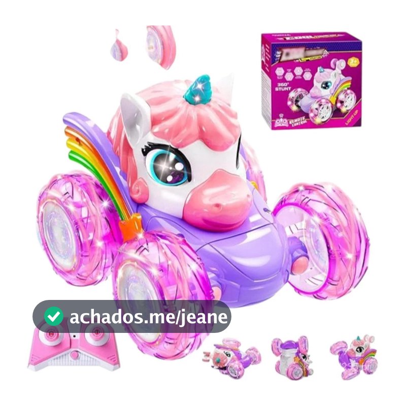 Carrinho de Controle Remoto Unicórnio 360 Brinquedos Menina Carros Giratórios