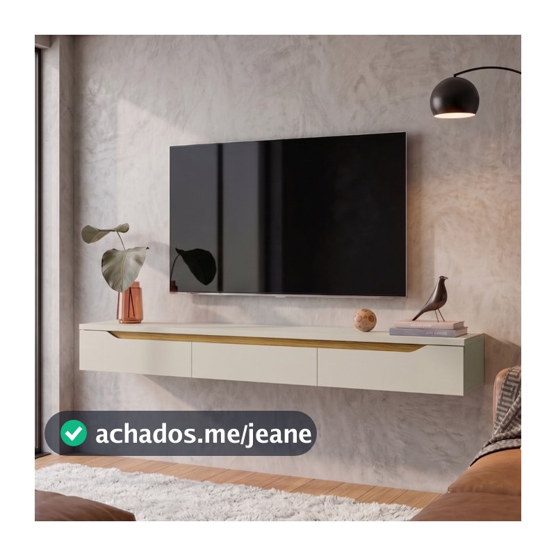 Rack Suspenso  P/TV até 70 Polegadas 180cm Uno Sala de Estar Moderna