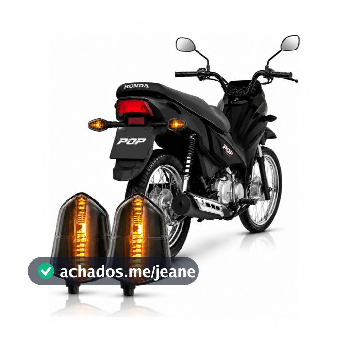 Kit 2 Piscas Seta Led Traseiro Universal Honda Pop 100 110 110i Moto Âmbar 12V Carcaça Preta Flexível
