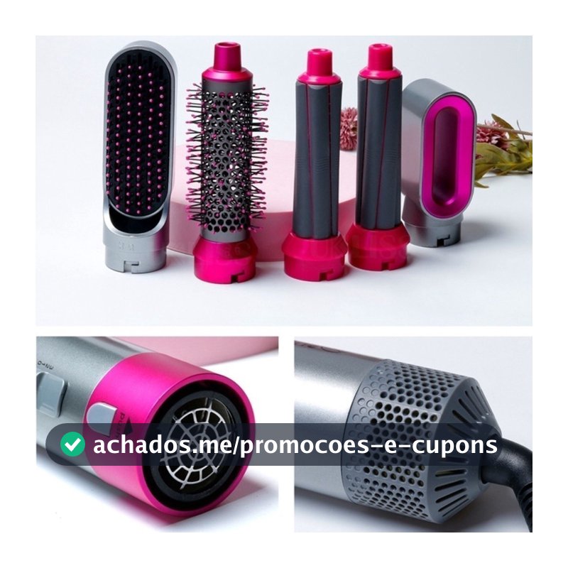 Escova 5 em 1 Secador, Pente, Modelador, Aumenta volume Profissional 110V