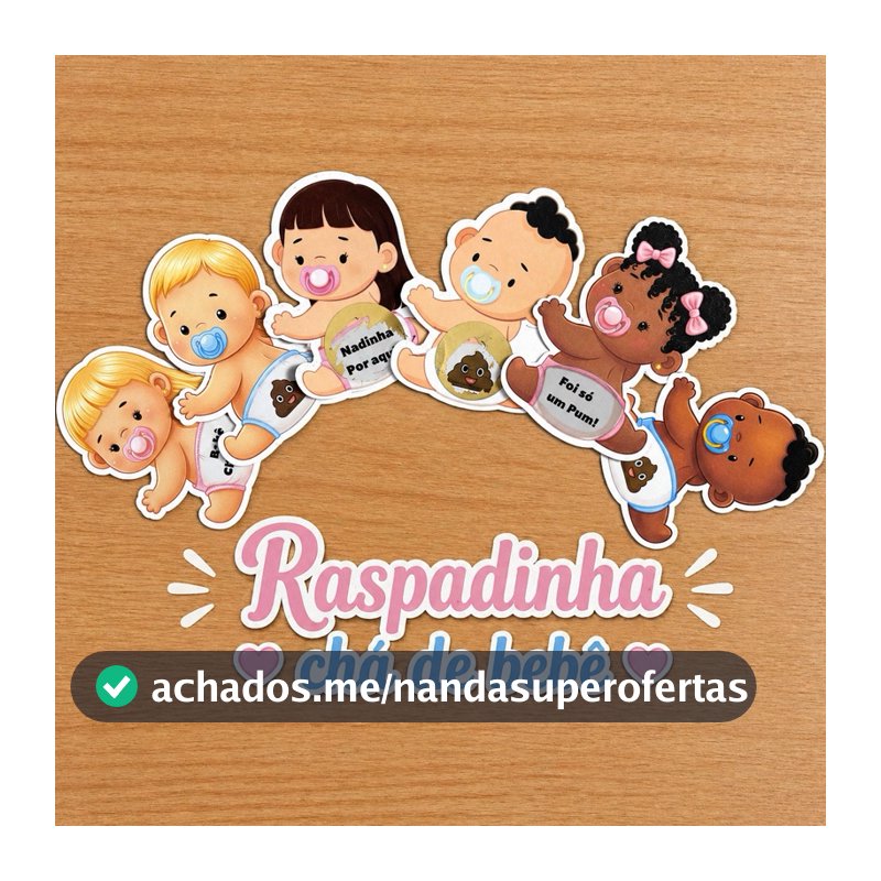 ENVIO IMEDIATO Raspadinha Bebê Cocô na Fralda Brincadeira Chá de Bebê Chá Revelação Chá de Fralda