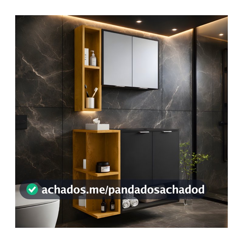 PROMOÇÃO Armário Para Banheiro Gabinete Com Espelho Suspenso Com Portas e Nichos Organizadores