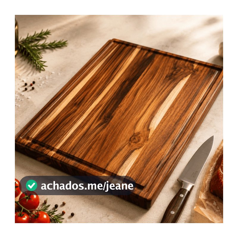 Tábua Corte Madeira Teca 51cm Premium Gourmet Dupla Face