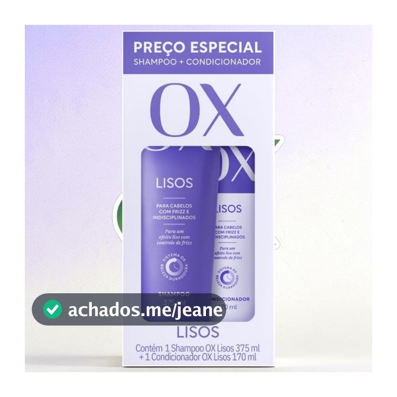 Kit OX Lisos Shampoo 375ml + Condicionador 170ml | Liso Alinhado e Sem Frizz