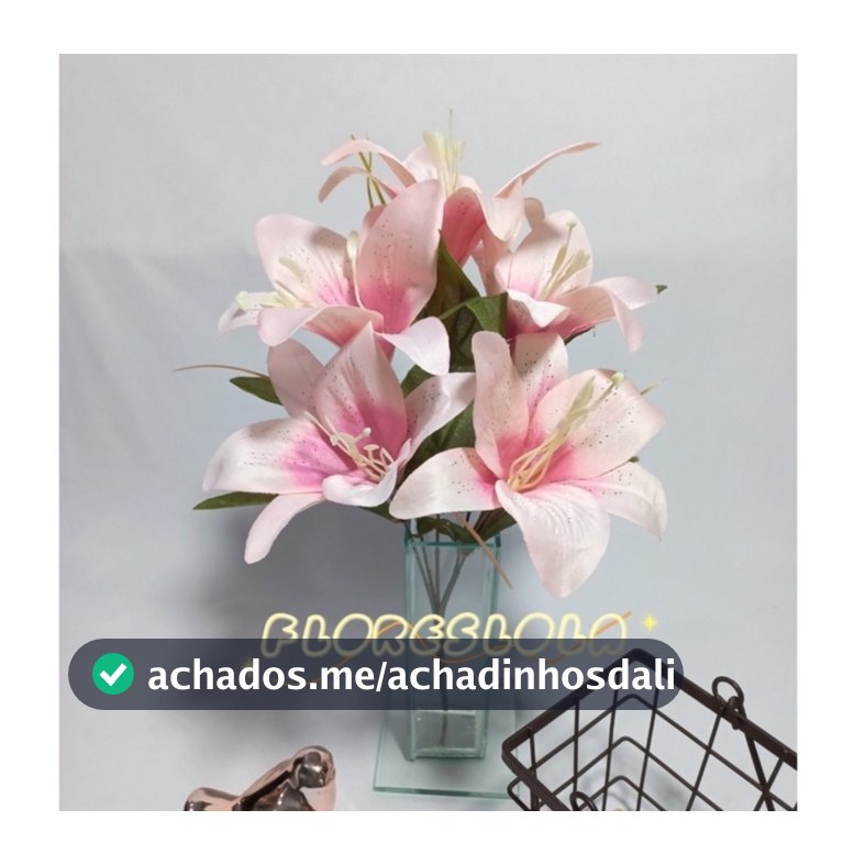 Buquê de Lírio Artificial com 5 Flores P/ Decoração Casamento, Arranjos, Decorar Festas e casa