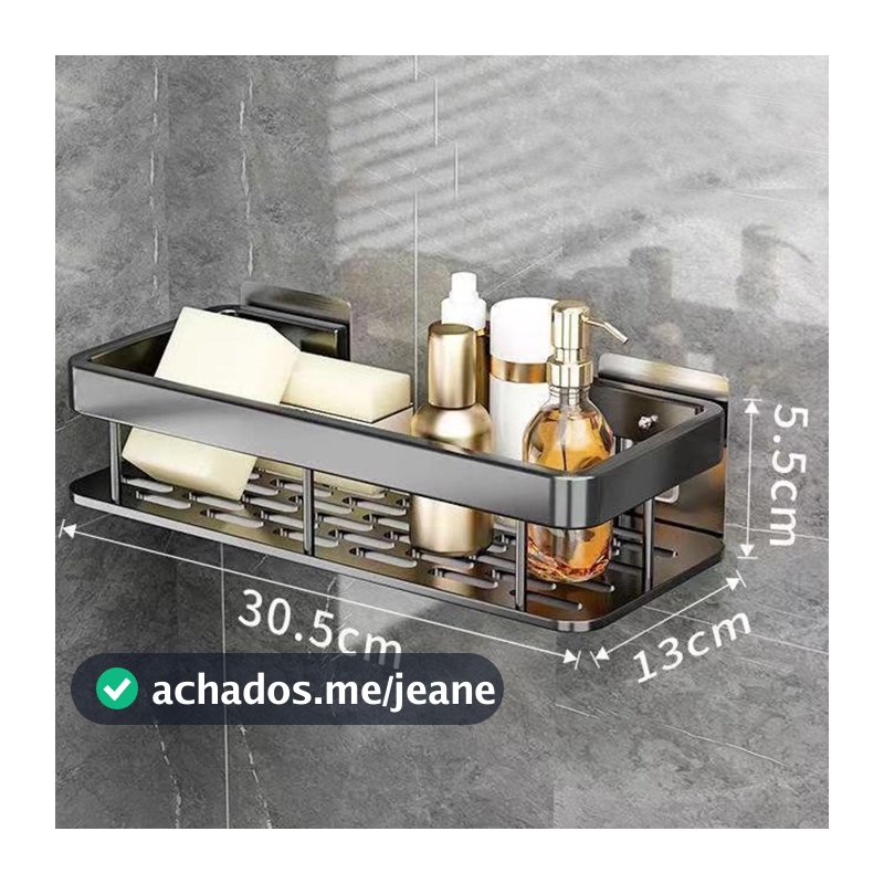 Prateleira de Banheiro Alumínio Premium Suporte Shampoo Organizador Sem Furo Resistente