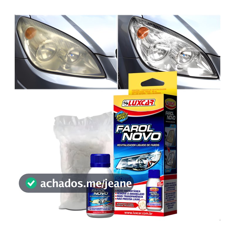 Revitalizador Líquido Farol Novo Luxcar para Faróis de Auto e Superfícies Acrílico e Policarbonato