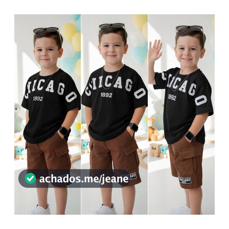 Conjunto Roupa 2 Peças Blusa + Short Infantil Masculino Verão 2 ao 12 Anos Menino Esportivo Casual