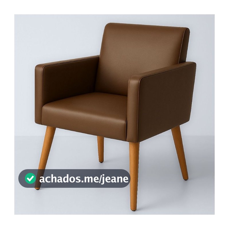 Poltrona Decor para Sala de Espera Estofada Recepção Tecido Corino Pés de Madeira
