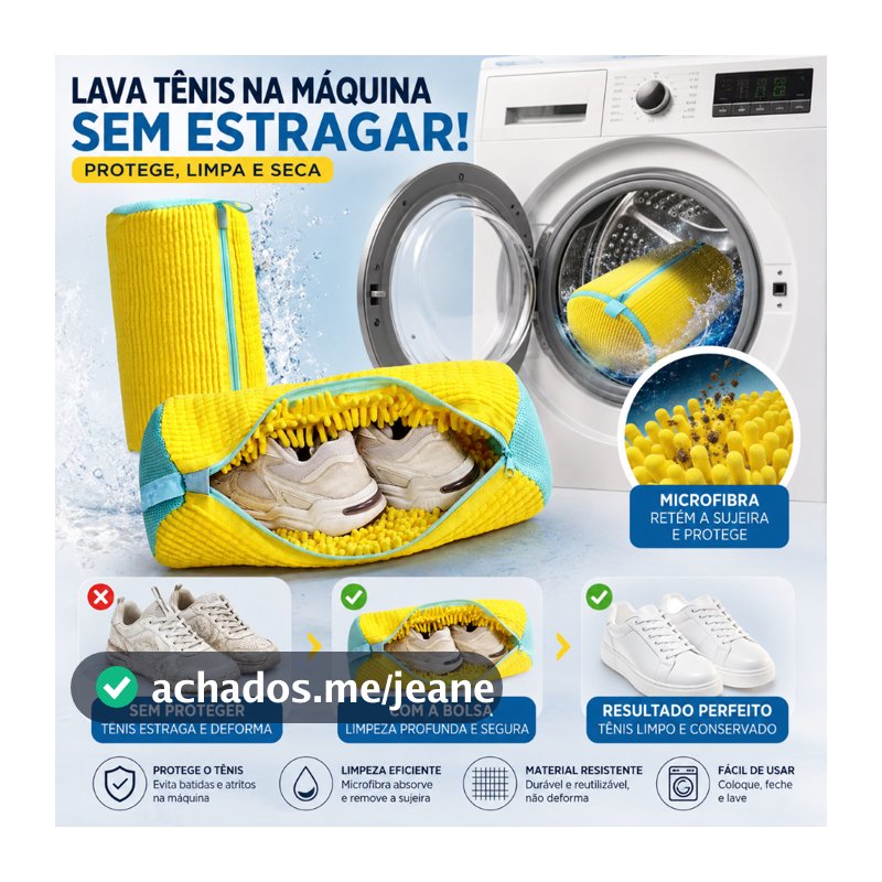 Saco para Lavar Tênis na Máquina Bolsa Protetora de Sapatos com Zíper em Microfibra