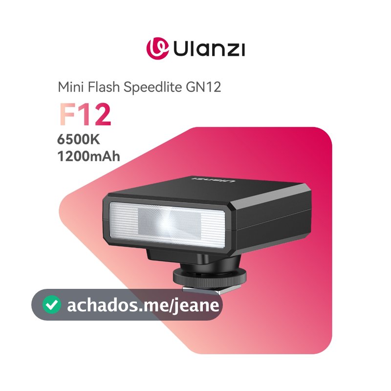 Ulanzi F12 Mini Flash Speedlite, Portátil e Recarregável, Iluminação Profissional para Câmeras Canon, Nikon, Sony etc.