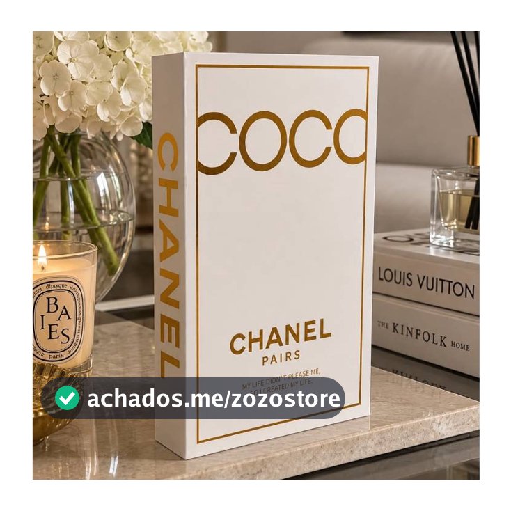 Livro Decorativo Caixa Organizadora Luxo Branco Dourado Porta Objetos