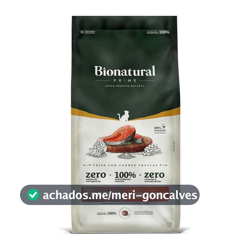 Ração Seca Bionatural Prime Salmão para Gatos Filhotes 20kg