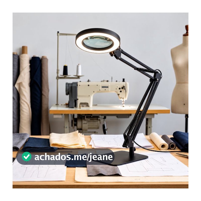 Luminária de Mesa LED com Lupa 5X, Braço Articulado, 3 Tons de Luz e 10 Níveis de Brilho