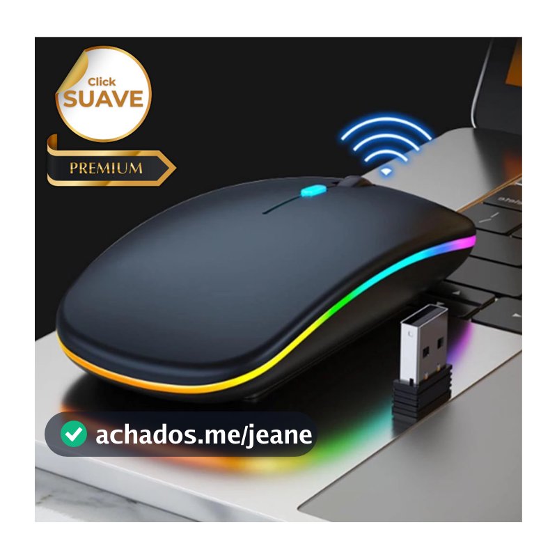 Mouse Sem Fio Bluetooth com Iluminacao RGB Conexao Dupla e Design Ambidestro para PC e Notebook