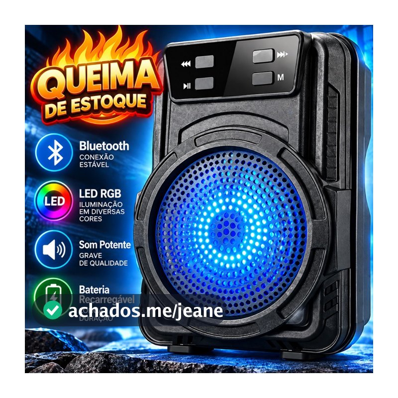 PROMOÇÃO Mini Caixa de Som Bluetooth GTS 3" Portátil com LED Colorido