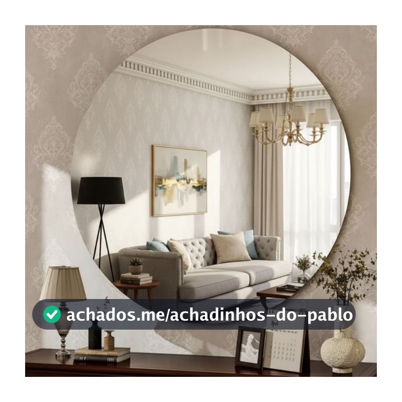 Espelho De Parede Redondo  De vidro 60 X 60 CM  Moderno Lapidado SALA ESCRITORIO HALL QUARTO