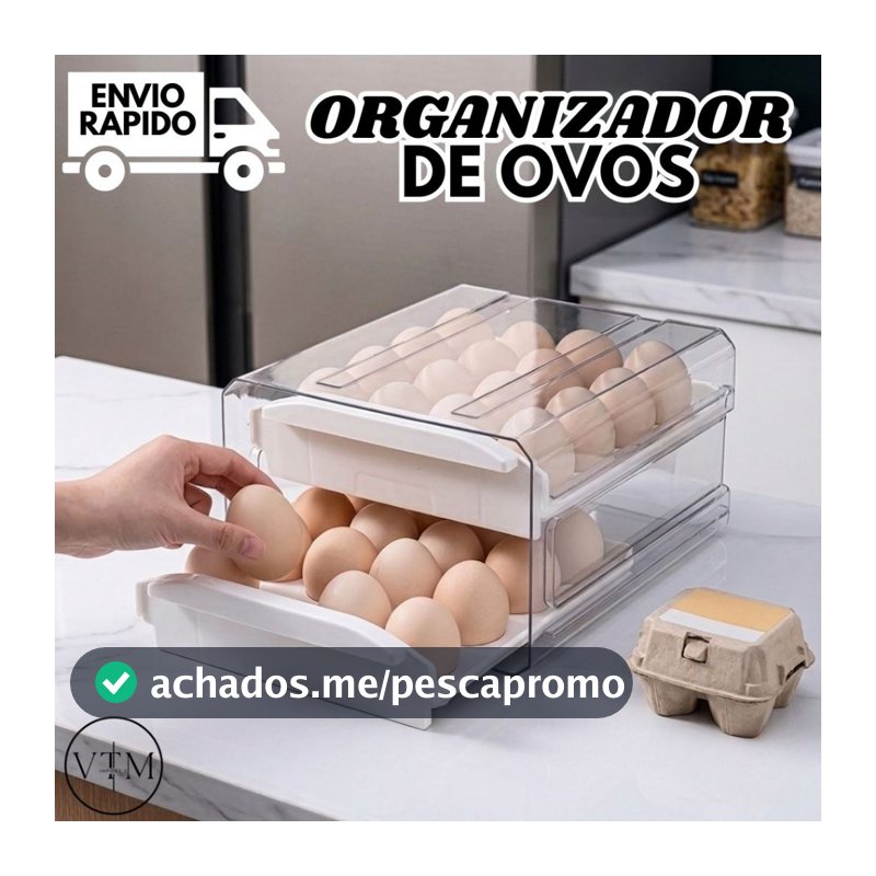 Organizador de Ovos Premium Para Geladeira Armazenamento e Organização da Cozinha Casa e Uso Diário
