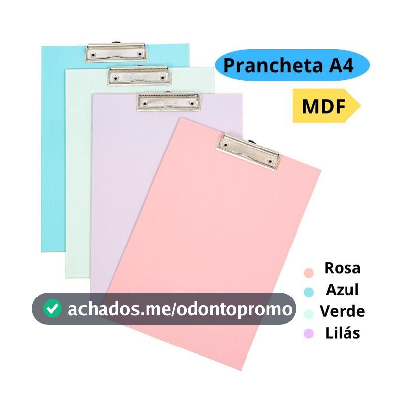 Prancheta A4 Colorida Mdf Com Oficio Prendedor De Metal Eficiente 33cm x 23cm Stalo