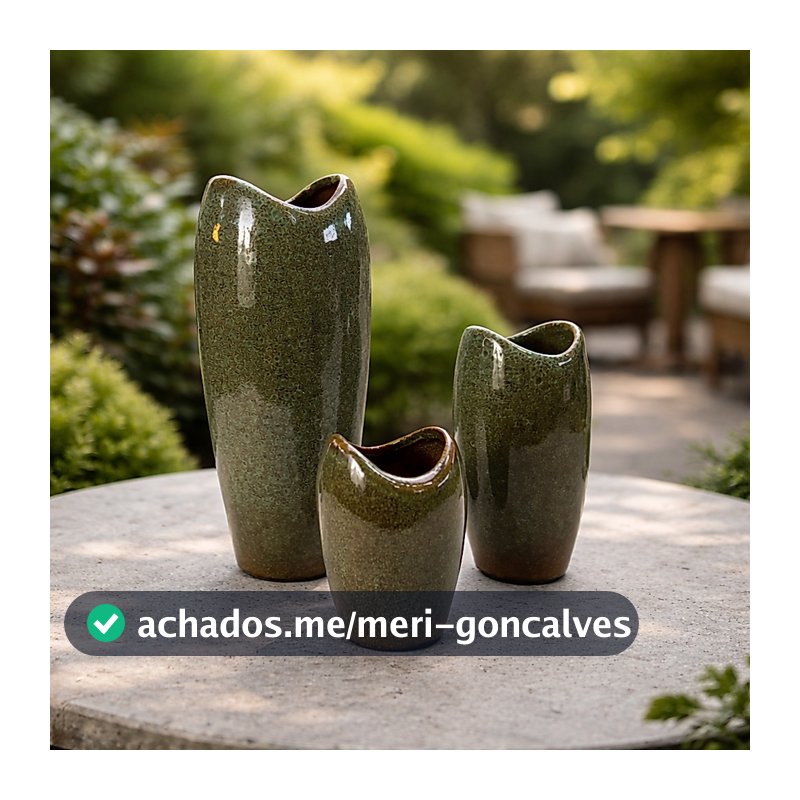 Trio De Vasos Decorativos De Cerâmica Premium Moderno Luxo Decoração Sala Jardim Varanda