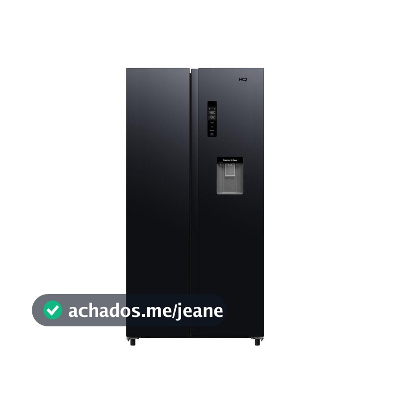 Geladeira Side By Side Frost Free 480 L HQ Inverter com Dispenser de Água Preta HQ-480SBSWD