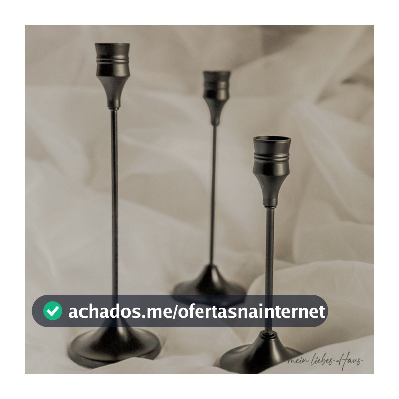 Castiçal Metal Preto 3 Alturas para Vela Palito | Porta Vela Decorativo Clássico Europeu Elegante |  Sala Casa Provençal