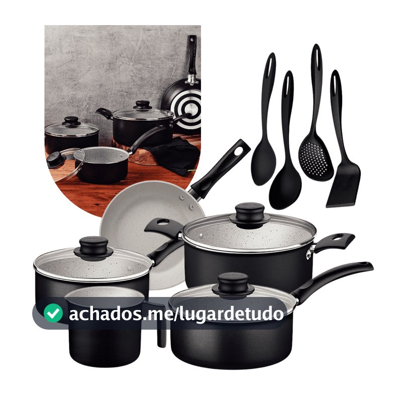 Jogo de Panelas Tramontina 9 Peças Turim Antiaderente Starflon Max  Preto