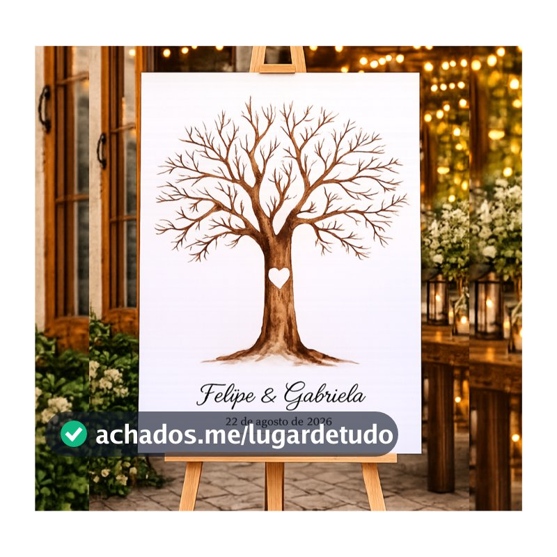 Quadro Decorativo Casamento Árvore Digital - Assinaturas Personalizadas - MDF 3mm