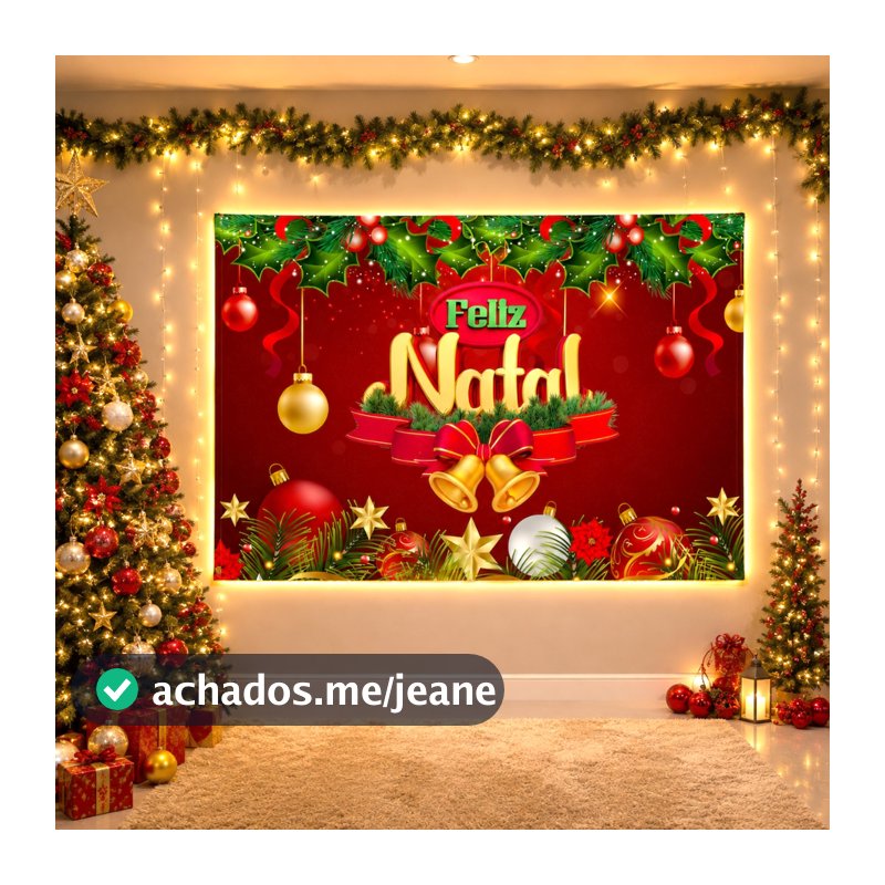 Painel de Festa Retangular Natal Cenario Tecido Decoração 1,50 x 2,20m