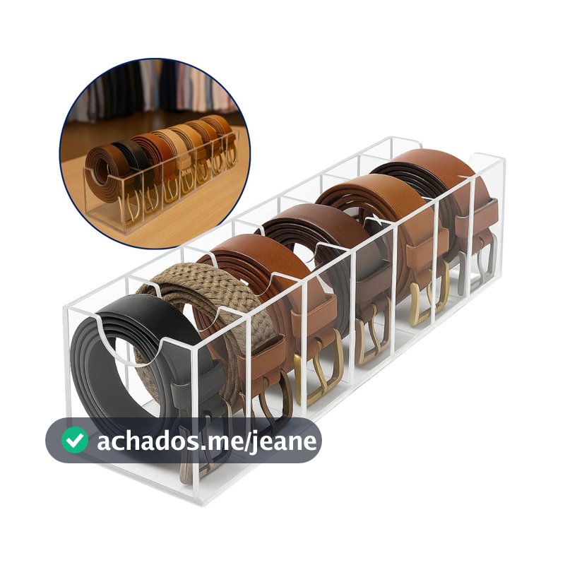 Suporte Expositor 7 Cintos Organizador Divisórias Armário Closet Loja Balcão Organizar