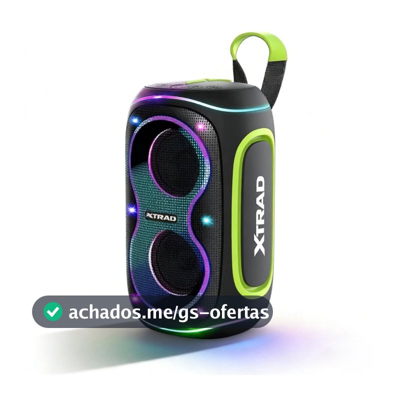 Caixa de Som Bluetooth Portátil Potente Multimídia com LED Longa Duração A Prova D'água XDG-205