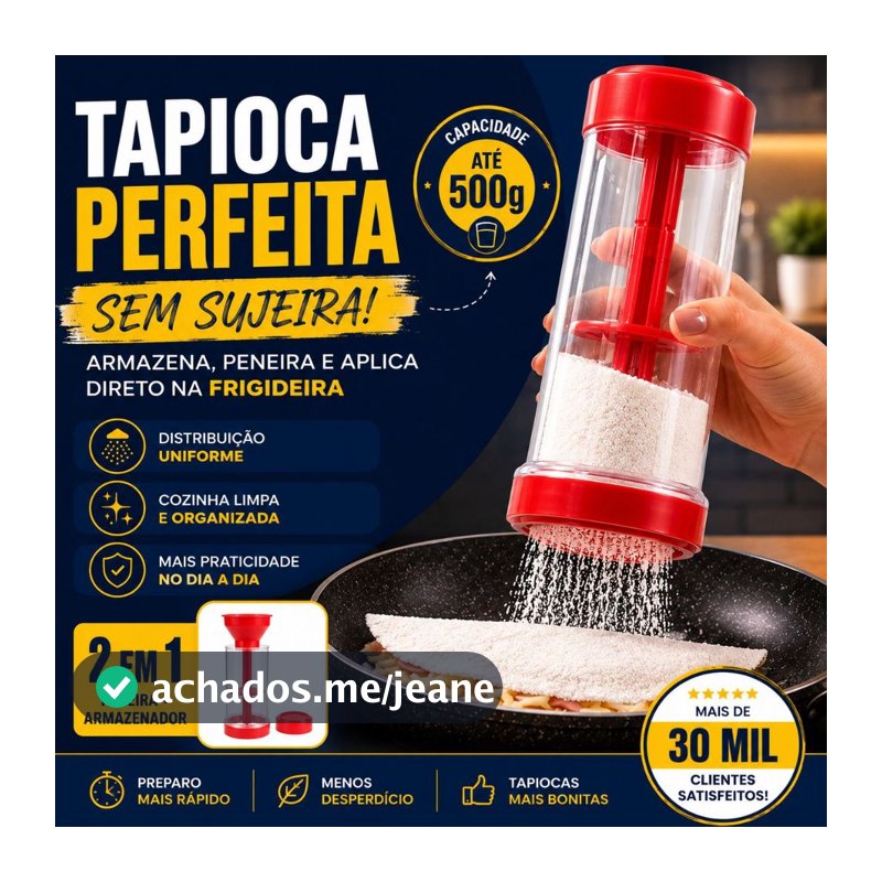 Tapioqueira 2 em 1 | Peneira + Armazenador de Tapioca | Praticidade Sem Sujeira na Cozinha - BARUCH