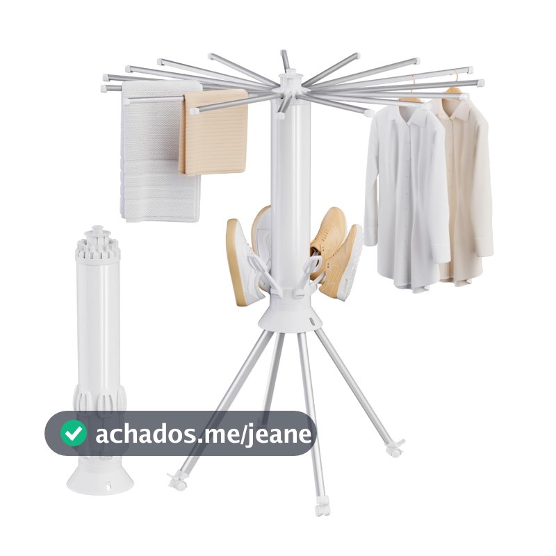 Varal de Chão Dobrável Vertical Inox Reforçado com Rodinhas Cabideiro Portátil Roupas Apartamento Multifuncional