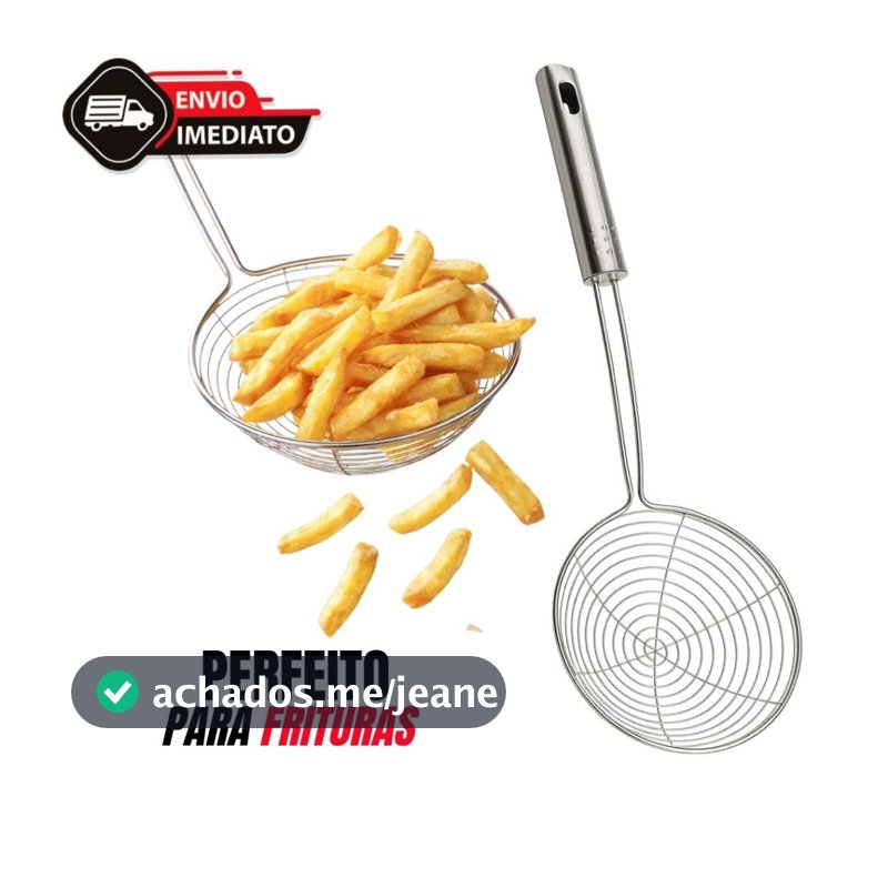 Escumadeira de Fritura Inox Aramada | Utensílio de Cozinha para Pastel, Salgados e Óleo Quente