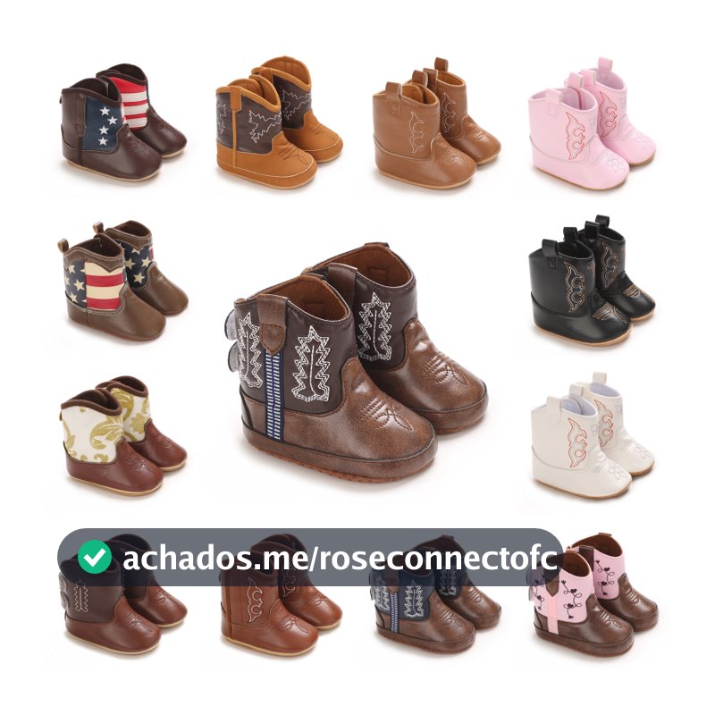 0-18 Meses Botas De Bebê Couro De Cowboy Ocidental Bordadas Inverno