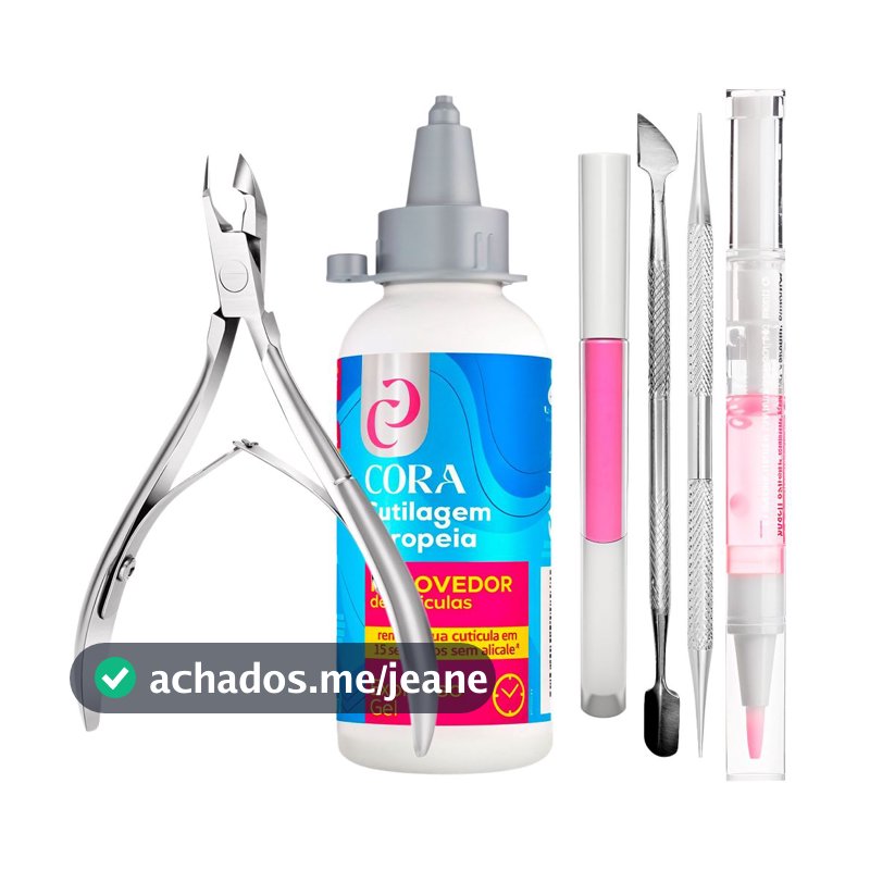 Kit Removedor Gel Cutícula Cora Alicate Mola 2 Instrumentos Bella Inox Manicure Caneta Profissional