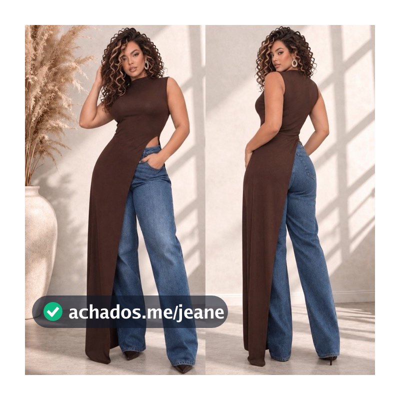 Cropped Regata Túnica Feminina Malha com elastano Faixa Reta Longa